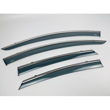 Дефлектори вікон Ford Fusion USA 2014-2020 з нерж. хром полоскою-5